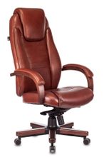 Кресло руководителя Бюрократ T-9923WALNUT, на колесиках, кожа, светло ...
