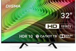 Изображение товара 32" Телевизор Digma DM-LED32SBB34 HD, СМАРТ ТВ, Салют ТВ, черный Изображение товара 32" Телевизор Digma DM-LED32SBB34 HD, СМАРТ ТВ, Салют ТВ, черный