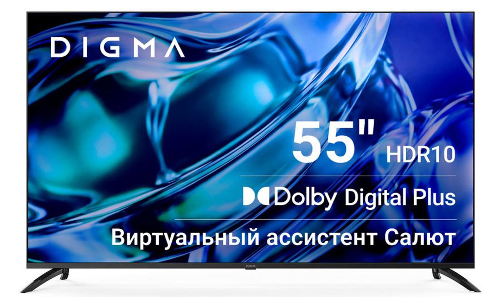 55" Телевизор Digma DM-LED55UBB40 4K Ultra HD, СМАРТ ТВ, Салют ТВ, черный